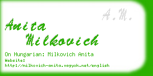 anita milkovich business card